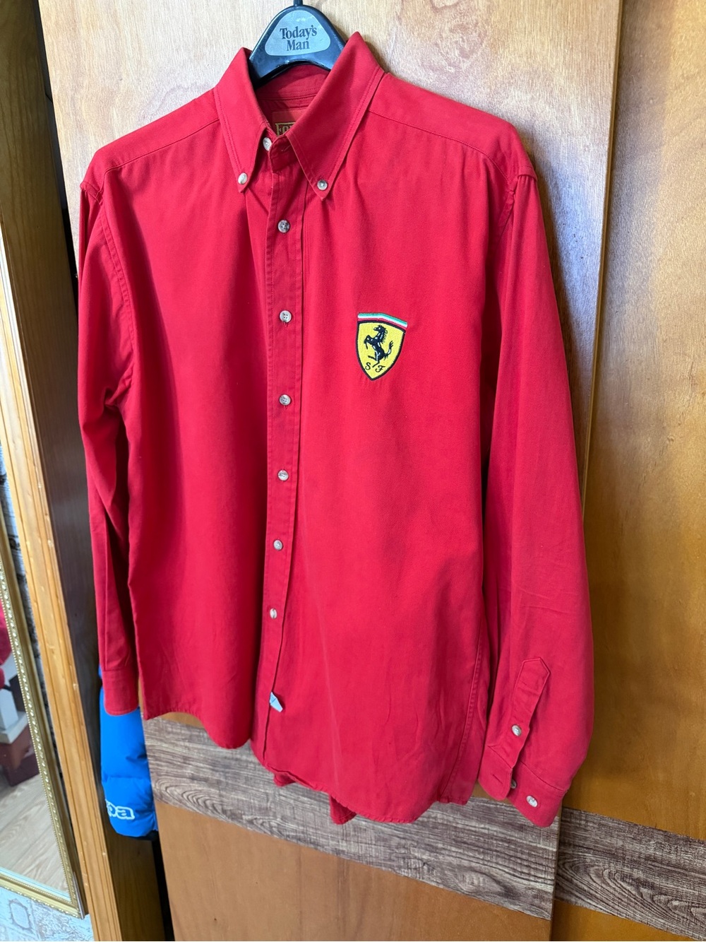 Ferrari Red Button-Down Shirt with Shield Patch - Picture 5 of 6